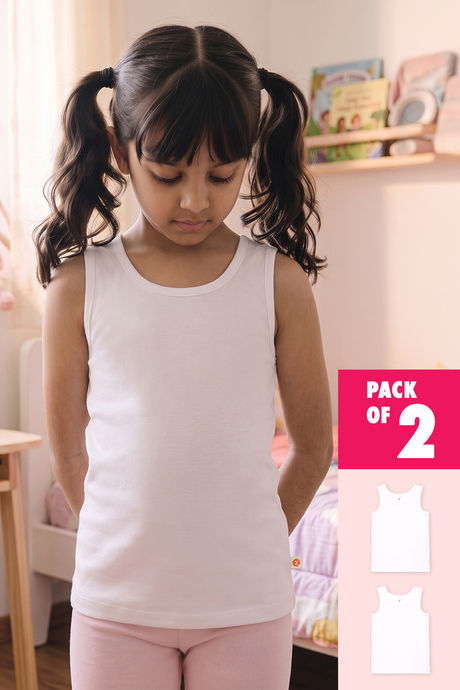 Zivame Girls Solid Tank Top (Pack of 2) - Bright White Buy Zivame Girls Solid Tank Top (Pack of 2) - Bright White